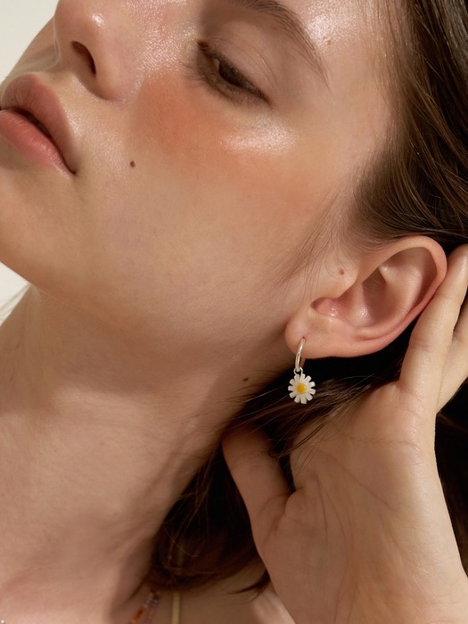 [Silver] Flower Shell Ring Earrings