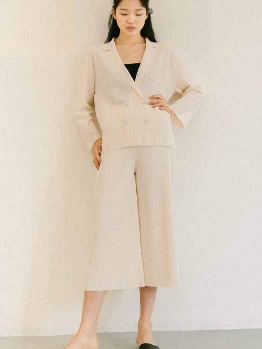 LIGHT BEIGE ECO VISCOSE KNIT JACKET