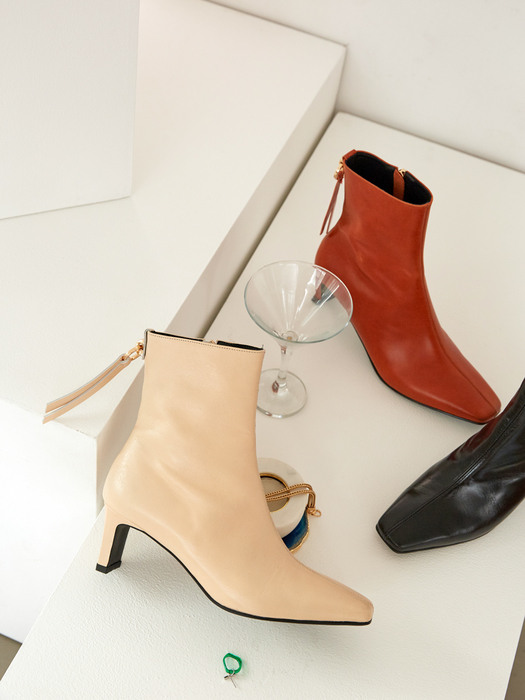 MD1070 Square Toe Point Ankle Boots-Yellow Beige