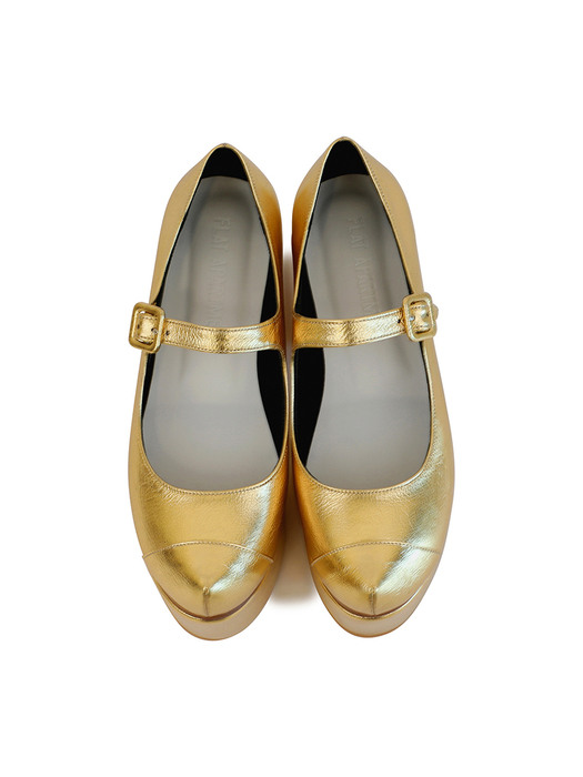 Pointed toe maryjane separated platforms | Gold