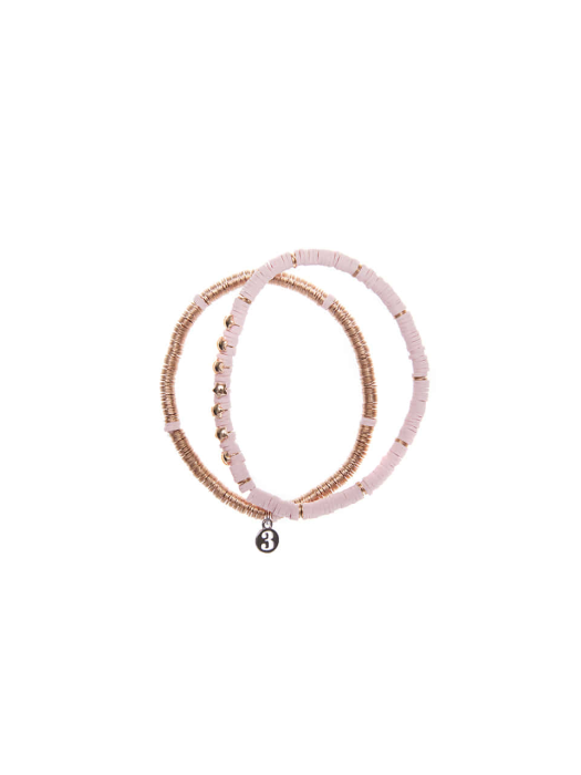 Weave / Little star double bracelet / Pink
