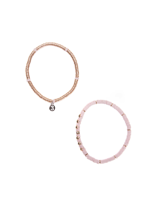 Weave / Little star double bracelet / Pink