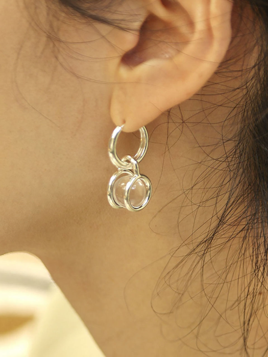 stem stone hoop earring-M