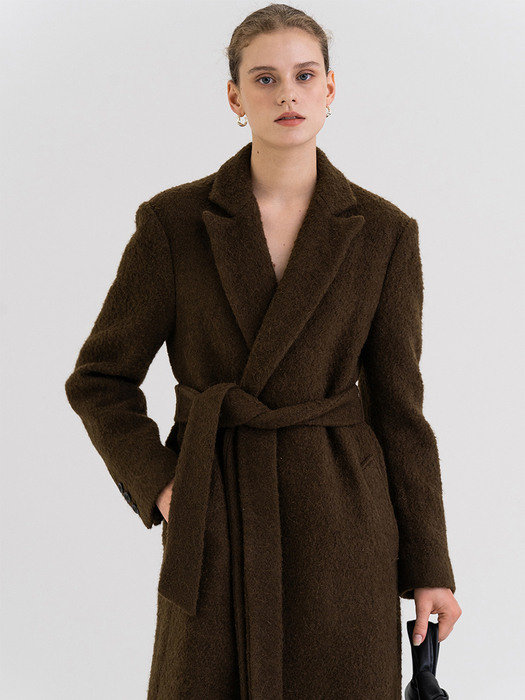 FW21 앙고라 Angora Belted Coat Dark-brown