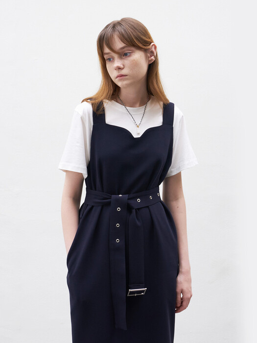 21 Fall_Navy Slit Pinafore Dress 