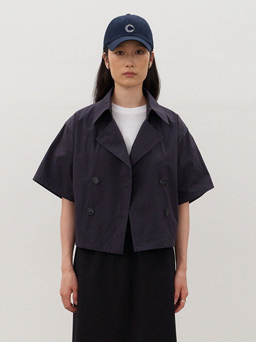 Trench short button jacket_grey