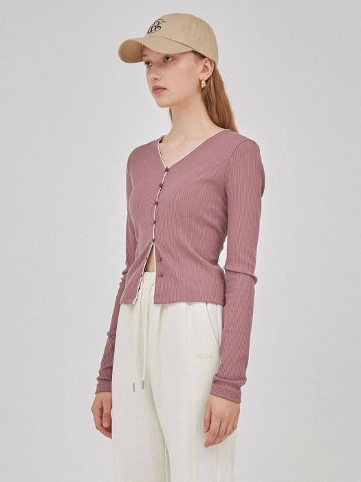 Crop Jersey Cardigan in Pink VW1AD175-72