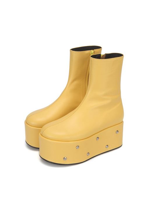 Pebble toe flower platform boots | Yellow