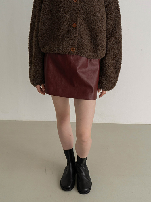 Vegan Leather Short Skirt - Burgundy