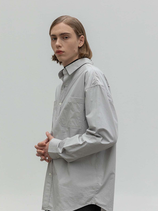 two pocket over-fit shirts(Light grey)