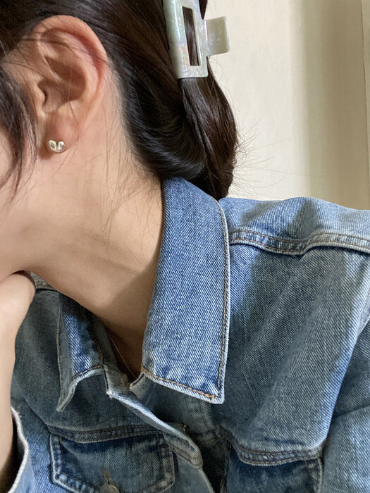 [925silver]Flat bean earring (2color)