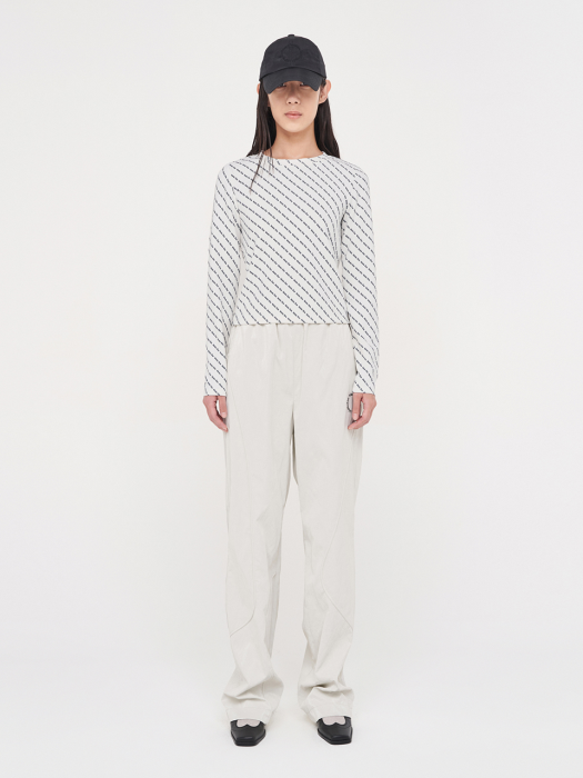 CURVE DETAIL STRING PANTS IN WHITE