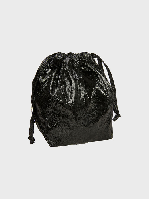 glossy mini pouch bag_black