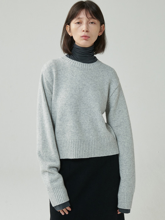 lamb`s wool round knit_grey