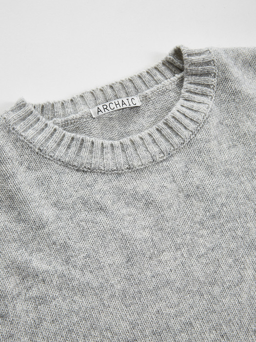 lamb`s wool round knit_grey