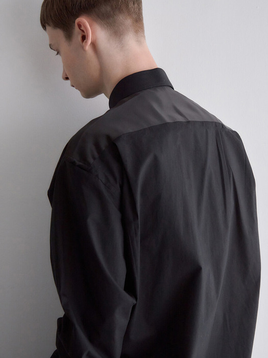 SATIN BACK POPLIN SHIRTS - BLACK