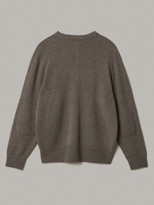 wool cashmere 100% whole garment v neck_Taupe