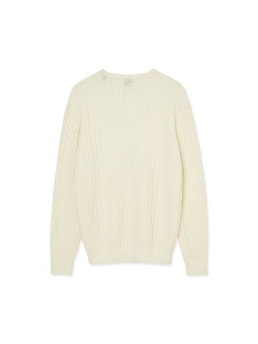 Vertical Cable Crewneck_Ivory