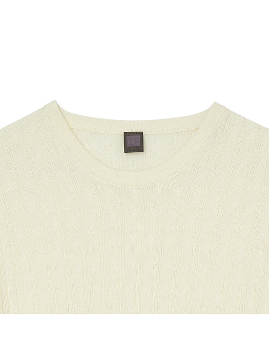 Vertical Cable Crewneck_Ivory