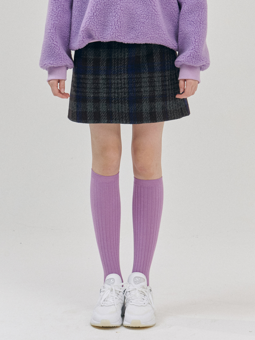 TWEED CHECK SKIRT / NAVY