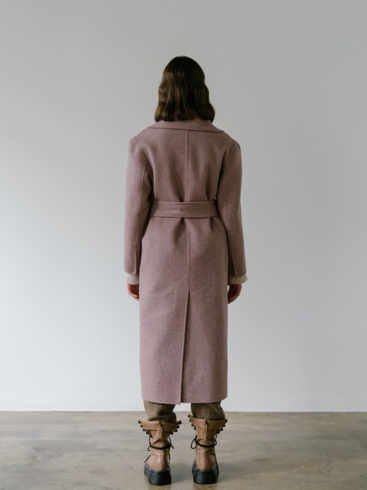 Single Belted Wool Coat_Pink   