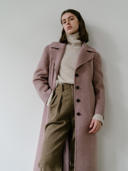  Single Belted Wool Coat_Pink   