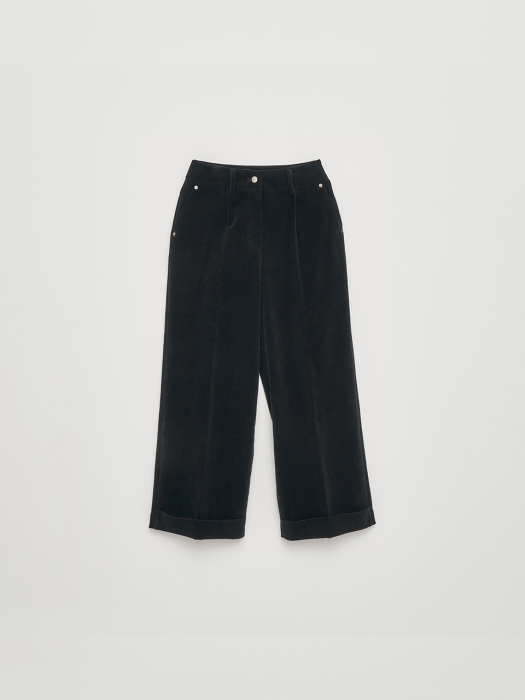 CORDUROY ROLL-UP WIDE TROUSER IN BLACK