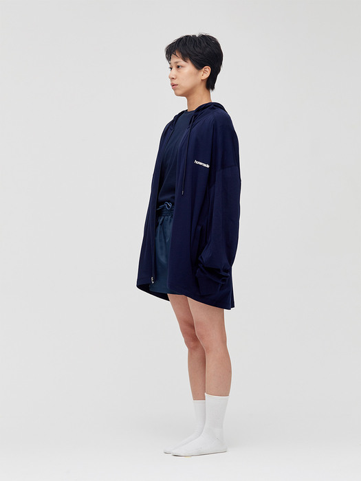 ZIONT_homemade Sheer Oversized Zip Hoodie_navy