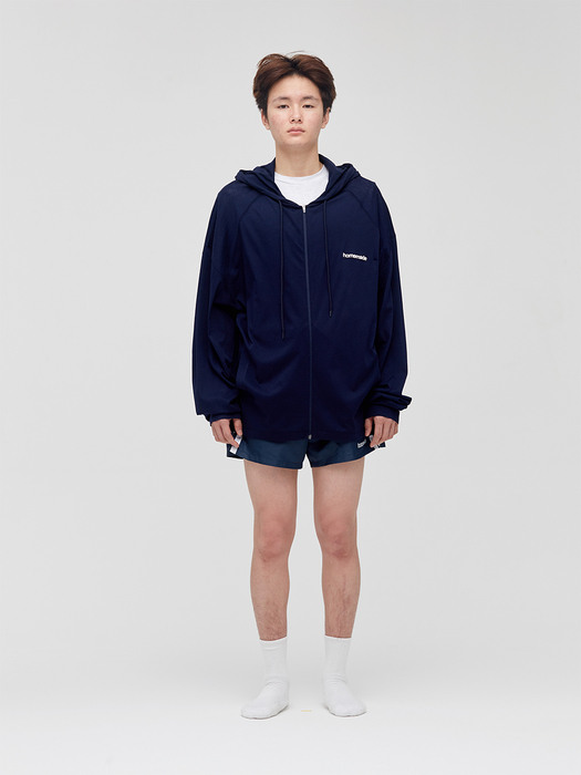 ZIONT_homemade Sheer Oversized Zip Hoodie_navy