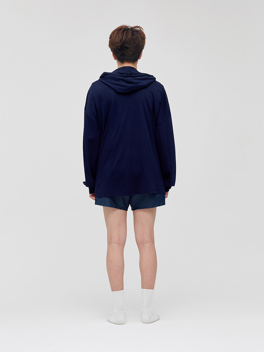 ZIONT_homemade Sheer Oversized Zip Hoodie_navy