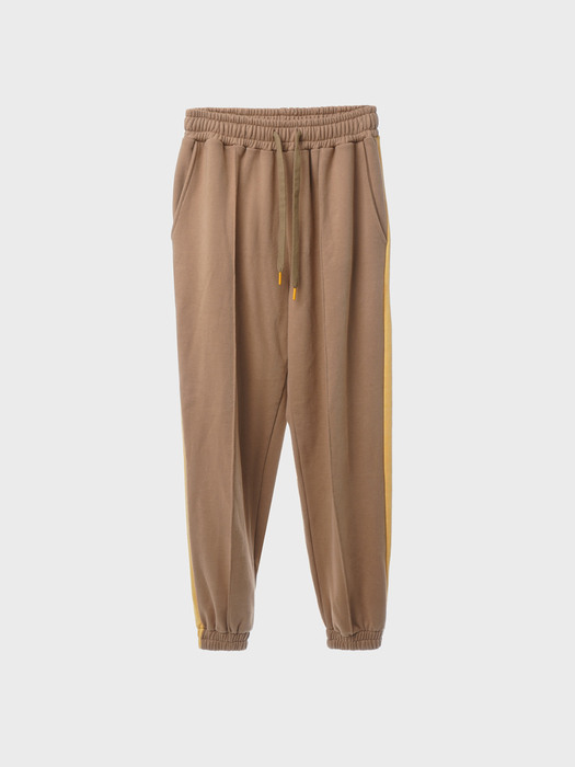 Drawstring-Waist Cotton-Jersey Track Pants[Brown(UNISEX)]_UTP-FP02 