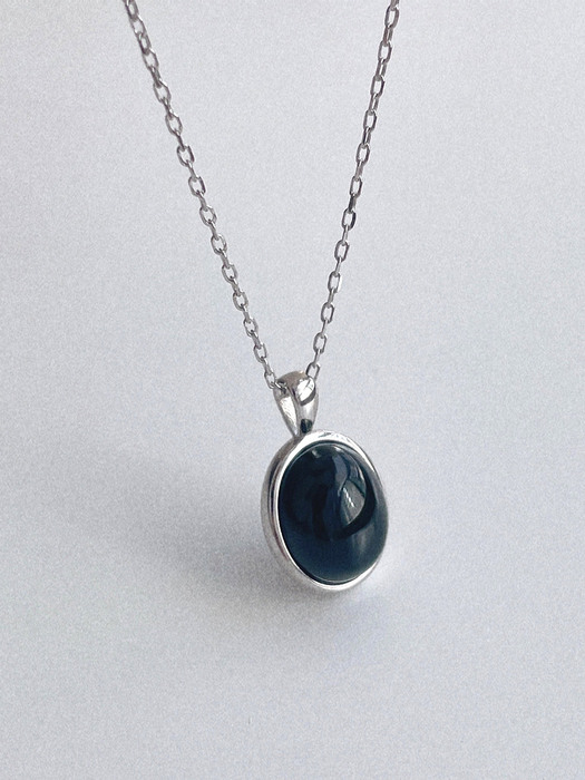 silver925 onyx circle necklace