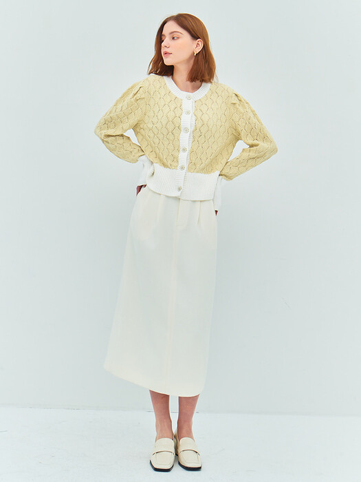 BELTED PENCIL LONG SKIRT(sand ivory)
