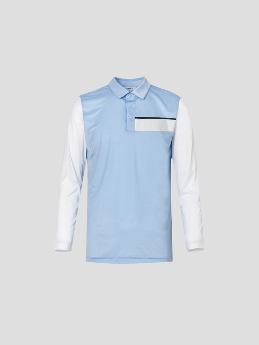 남성 스카이 블루 포인트 올인원 칼라 티셔츠 (BJ2341B02Q)