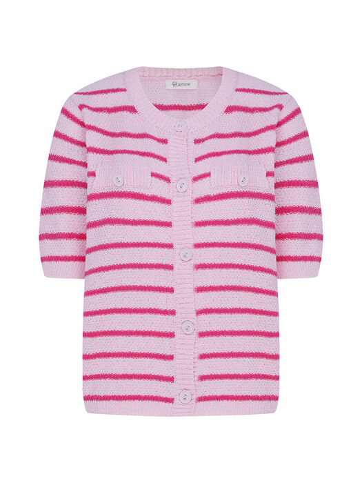 [단독]Stripe Boucle Cardigan-Pink