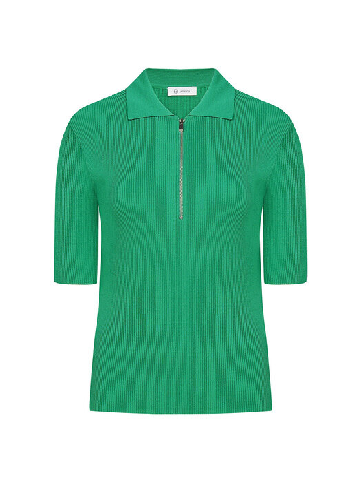 [단독]Collar Rib Knit Top-Green