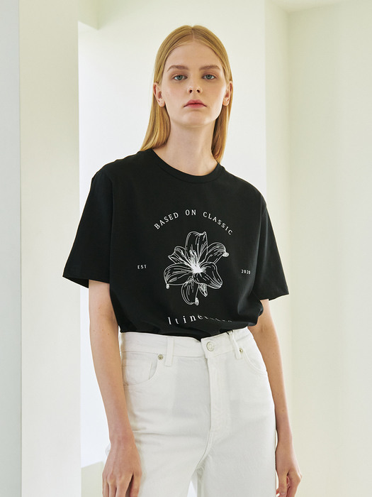 Drawing Flower T-Shirt - Black