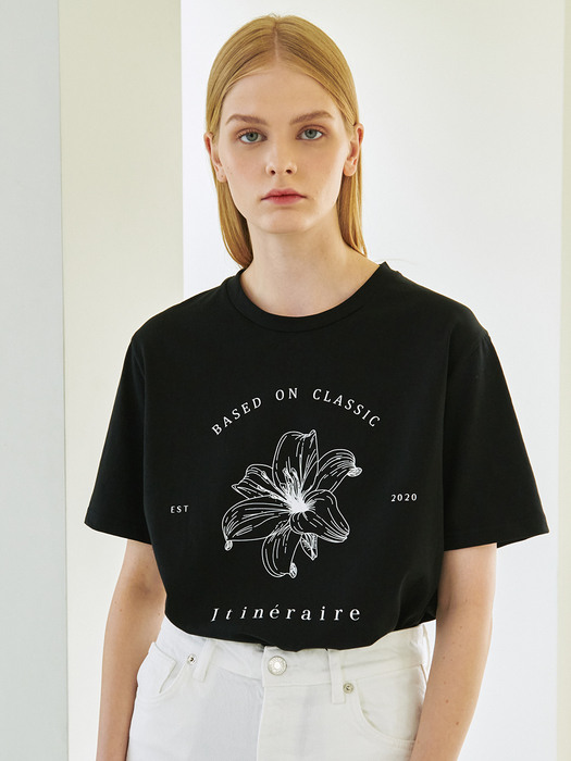 Drawing Flower T-Shirt - Black