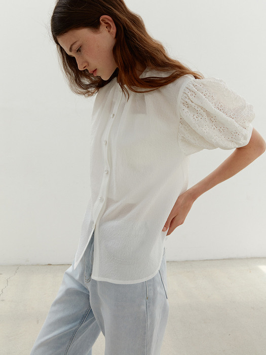 TWR LACE SLEEVE BLOUSE WHITE