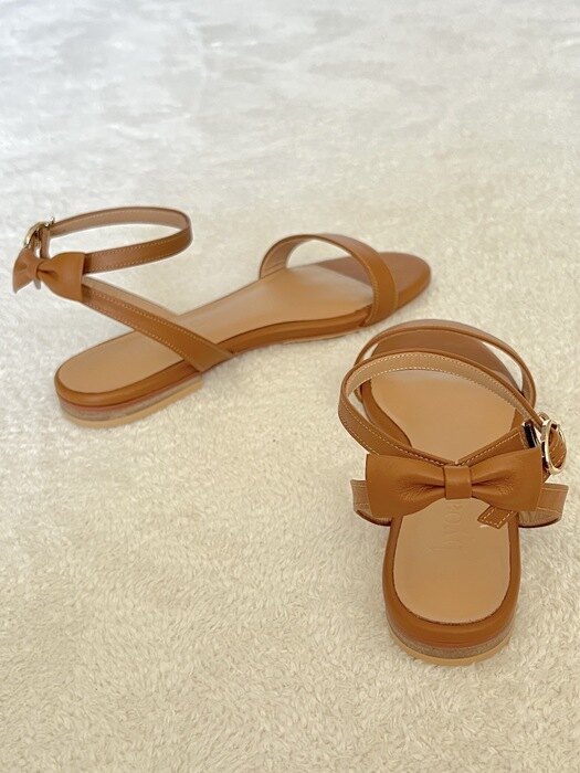 Olivia Back-Ribbon Sandals - Camel Brown
