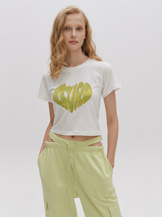 CUT OUT CARGO PANTS(LIME)