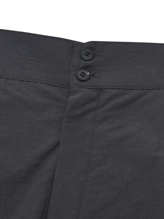 Linen Wide Two-tuck PANTS DARK GREY