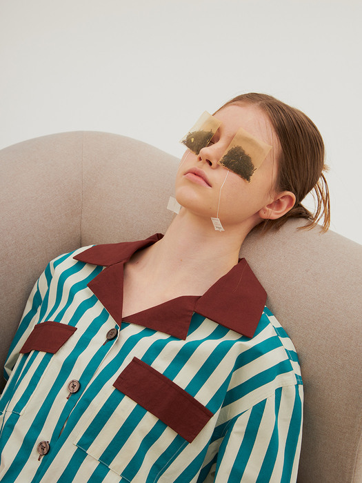(Women) Therapist PJ Set (3pcs), Turquoise Striped