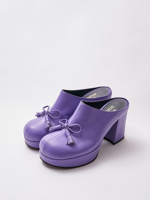 Parisien bold  platform ribbon  tassle mule violet