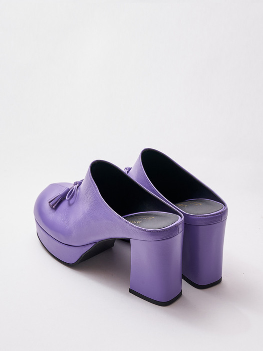Parisien bold  platform ribbon  tassle mule violet