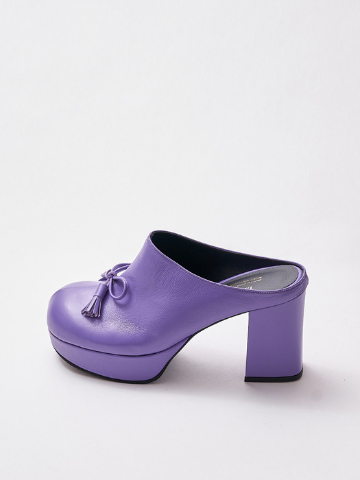 Parisien bold  platform ribbon  tassle mule violet