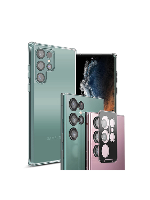 [GOBUKEE] 고부기 갤럭시 S22 울트라 퍼펙트핏 정품 투명 케이스+메탈링 카메라 렌즈 강화유리