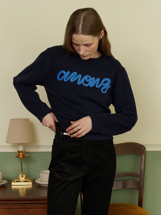 A AMONG EMBROIDERY KNIT_NAVY