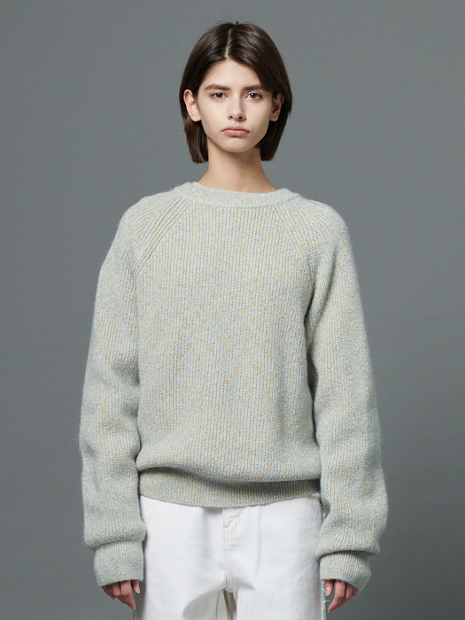 Melange standard pullover knit - Mint