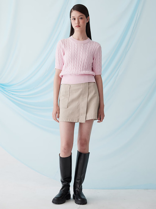 Half Sleeve Knit Pullover  Light Pink (KE3151M04Y)